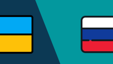 Flag of Ukraine and Flag of Russia