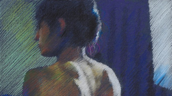 impressionist nude colored pencil drawing