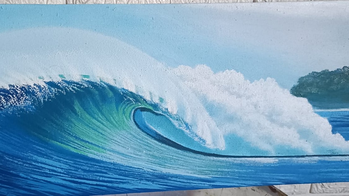 My oil on canvas painting representing the waves of life challenges
