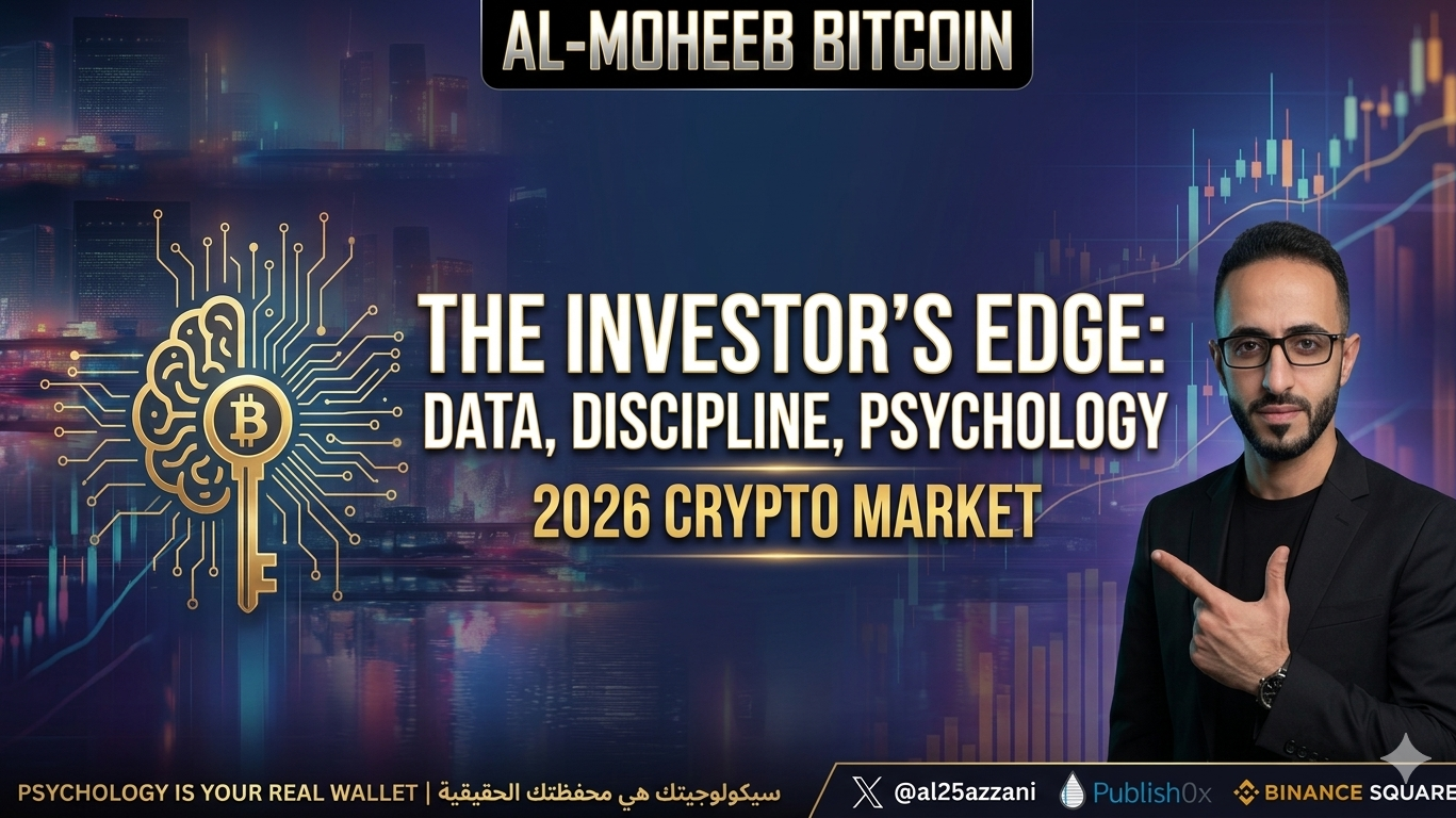 "Professional thumbnail for the 'AL-MOHEEB BITCOIN' article series, highlighting the core philosophy: 'Psychology is your rea
