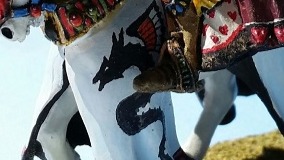 Black dragon painted on the side of the horse