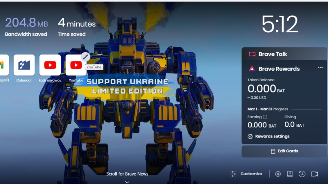 Brave homepage