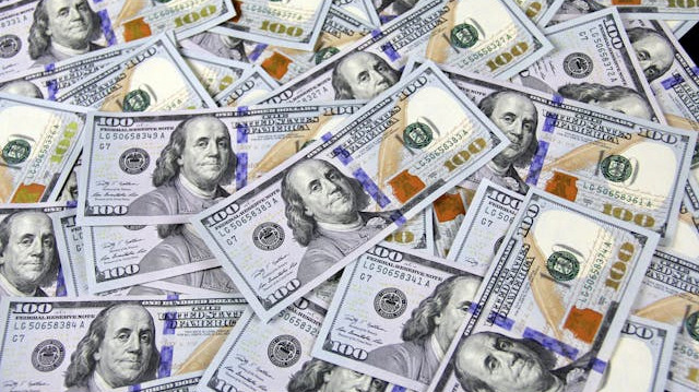 100 US Dollar bank notes