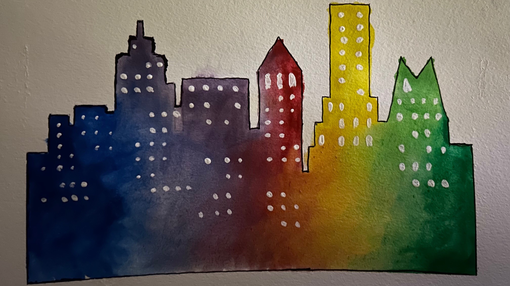 Rainbow Skyline - Watercolors