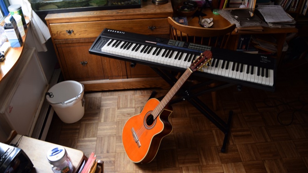 My room, natural light, with the keyboard I am about to play