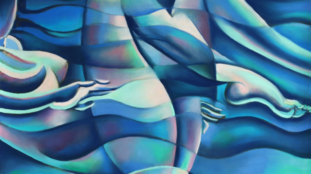 cubist nude pastel drawing