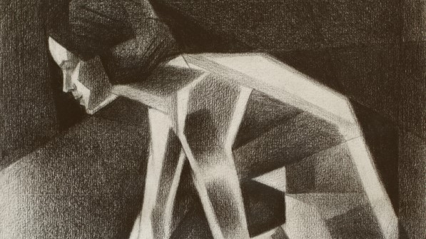 cubist art deco nude graphite pencil drawing